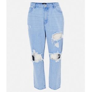 Plus Distressed Mom Jeans